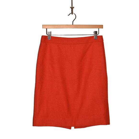 J.CREW‎ $98 Pencil Skirt in Double Serge Wool Vibrant Flame Size 2 - Picture 1 of 3